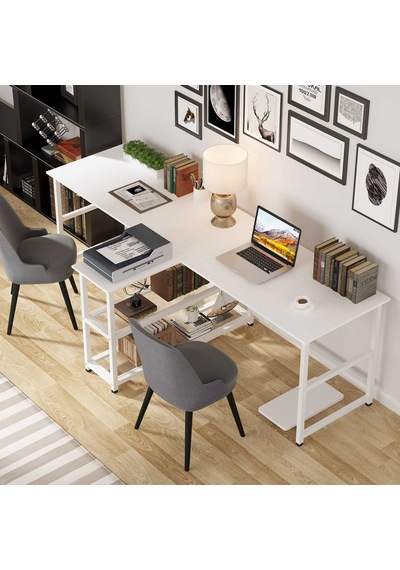 Zizuva  Zizuva Tasarım Kitaplıkla Bölmeli Modern 2 Kişilik Çalışma Masa  (541151243)