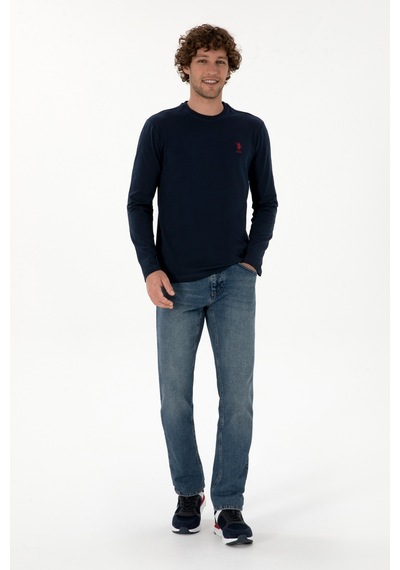 U.S. Polo Assn. Erkek Slim Fit Bisiklet Yaka Lacivert Basic Sweatshirt 50307762-VR033 U.S. Polo Assn. Erkek Slim Fit Bisiklet Yaka Lacivert Basic Sweatshirt 50307762-VR033