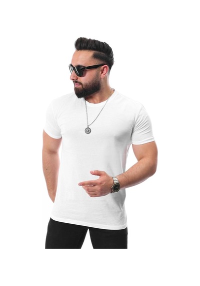 Mcz Giyim Beyaz Renk Bisiklet Yaka Düz Erkek T-shirt