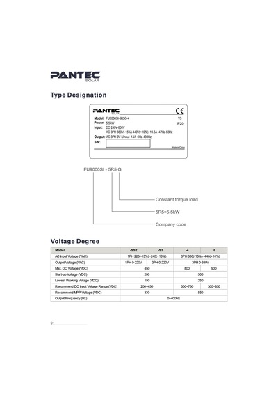 Pantec 5.5hp 4kw Solar Pompa Inverter 3x220v Fu9000sı-004g-ss2