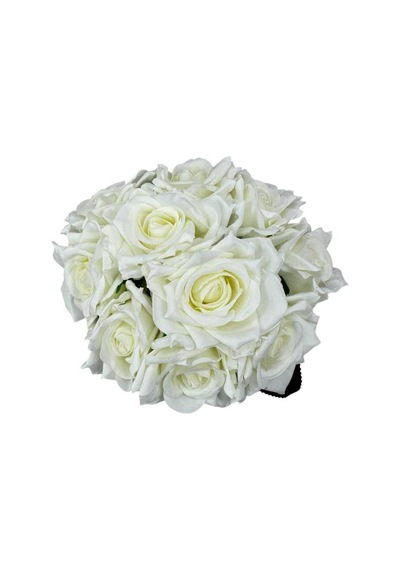Yapay Çiçek Beyaz Gül 10lu Demet Gelin Çiçeği Buketi Masa Üstü Vazo Çiçeği 25cm