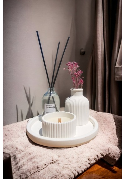 Dekoratif Mini Vazo Fresh Soft Oda Kokusu Dekoratif Mum Yuvarlak Stantlı Set