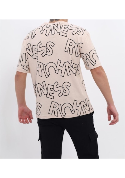 Junior Erkek Çocuk Pamuklu Harfli Rahat Kalıp Tshirt-12817-vizon Vizon
