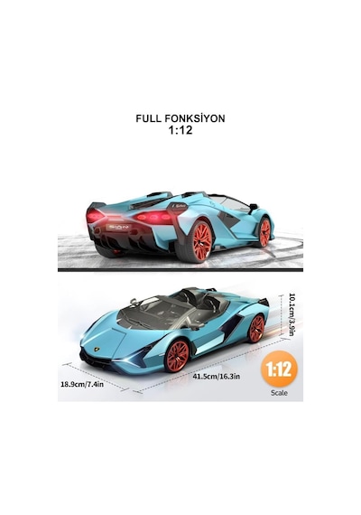 Uzaktan Kumandalı Şarjlı Işıklı Full Fonksiyon Lamborghini Sian Radstar Oyuncak Araba Turkuaz Turkuaz