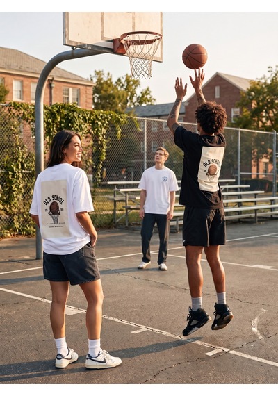 Black Nova Oversize Baskılı Unisex Tişört Basketball 86 Black Siyah