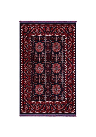 Kırmızı Afgan Tarzı Altı Kaymaz Yıkanabilir Şönil Kilim & Halı Sdf023 Renkli