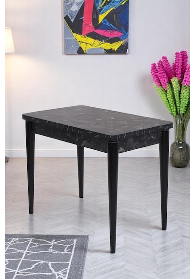 Damla Hilal Mdf Mutfak Masa Sandalye Takımı 60x100cm Siyah