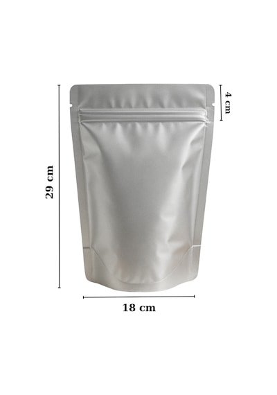 Kilitli Metalize Doypack Kahve Kuruyemiş Bakliyat Kedi Köpek Kuş Yemi Saklama Torbası 18x29 Cm 50li