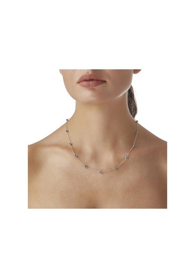 Diamond Line-Gülaylar - Sarı Altın 14 Ayar Nazar Boncuğu Kolye N11.25252