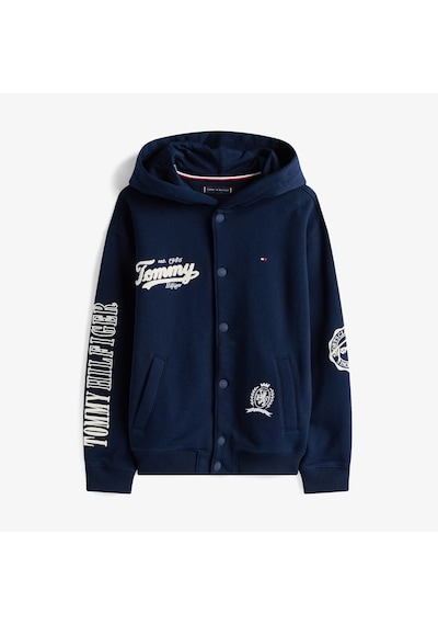 Tommy Hilfiger Varsity Graphic Snap Button Çocuk Lacivert Sweatshirt Kb0kb09752 Mavi