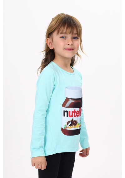 Toontoy Kids Toontoy Kız Çocuk Nutella Baskılı T-shirt Mint Yeşili