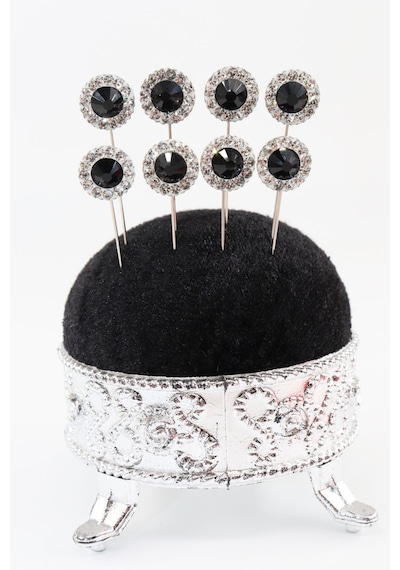 Numetal 8 Li Oval Siyah Taşlı Eşarp İğnesi. Şal İğnesi. Türban İğnesi. Başörtü İğnesi. Eşarp Ve Şal İğnesi. Gümüş