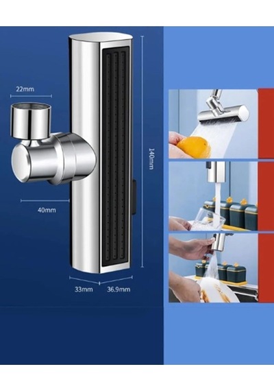 Viosa Krom Tasarruflu 4 Modlu Şelale Ayarlanabilir Musluk Başlığı Mutfak Eviye Bataryası Lavabo Bataryası Altın