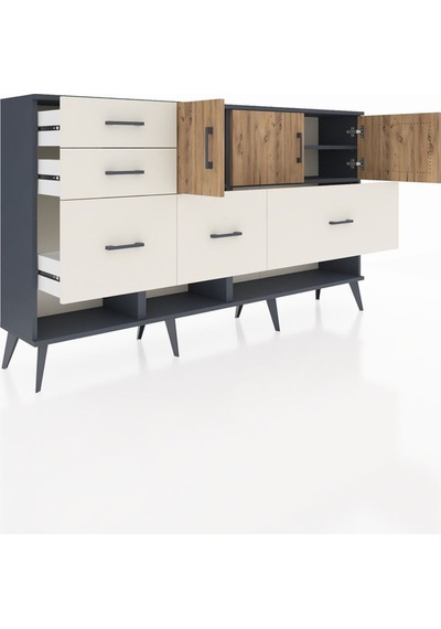 Arges Konsol 3 Raflı 5 Çekmeceli 3 Kapaklı 176x30x99 Antrasit-çam/aytaşı Atlas Çam/aytası - Antrasıt Arges Konsol 3 Raflı 5 Çekmeceli 3 Kapaklı 176x30x99 Antrasit-çam/aytaşı Atlas Çam/aytası - Antrasıt