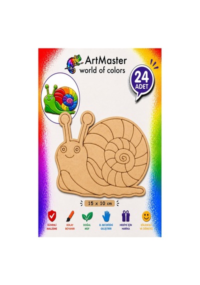 Ahşap Boyama Salyangoz 24 Adet 10x15cm Boyama Böcek Figürleri Etkinlik Çoçuk Gelişim Motor Beceri Kreş Anasınıfı