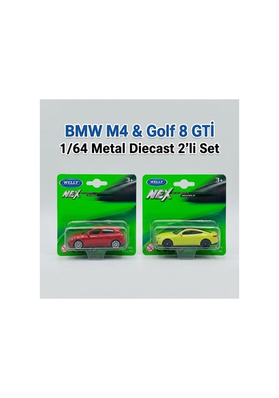 Alpmodel Golf 8 Gti Bmw M4 1/64 Ölçek Diecast Metal Model Araba Oyuncak Araba 2'li Set