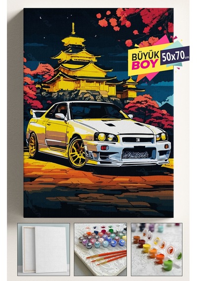 Sayılarla Boyama Seti Numaralı Tuval Fırça Boya Dahil Kasnaklı Set 50x70 Cm - Subaru