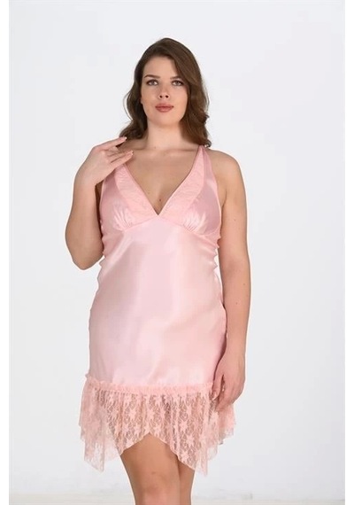 Aria's Closet Arias Closet Büyük Beden Somon Gecelik 2112 SOMON
