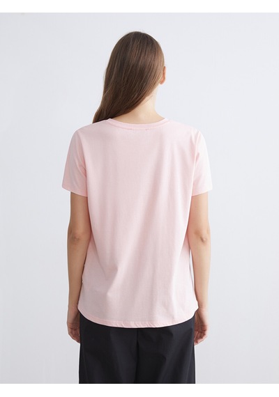 Lcwaıkıkı Classic Pembe Çiçekli %100 Pamuklu Kadın Tişört