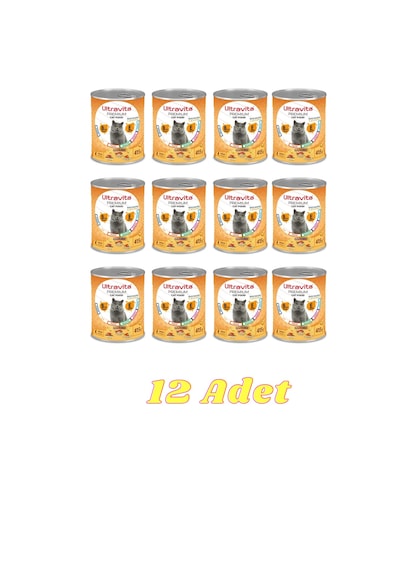 Ultravita Proteinli Gurme Etli Konserve Yaş Kedi Maması 12 x 415 G