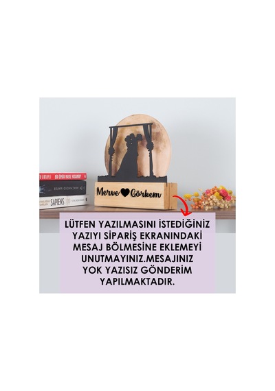 Led Işıklı Pleksi Dolunay Kişiselleştirilebilir Biblo Mariage Sarılan Gelin Damat Anahtar Askılı Sarı - 737336431 Sarı