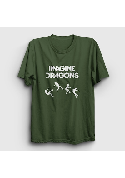 Presmono Unisex World Imagine Dragons T-shirt Haki
