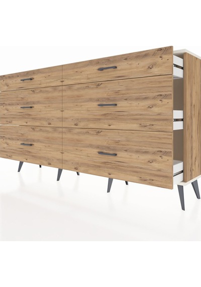 Arges Konsol 6 Çekmeceli 176x30x99 Çam-aytaşı/çam Çam-aytaşı/çam