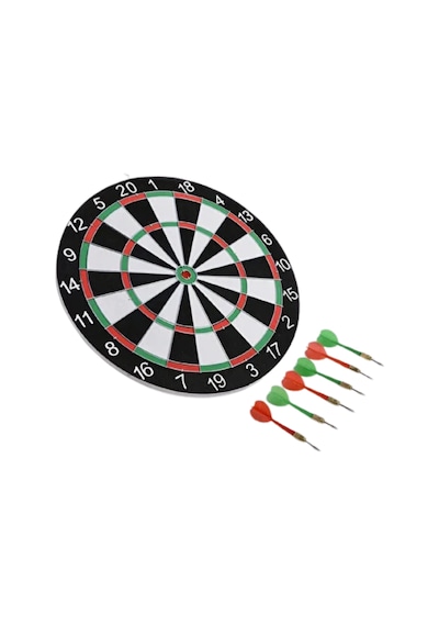 12 İnç Ahşap Dart Tahtası 4 Adet Metal Uçlu Dart Oku Dahil