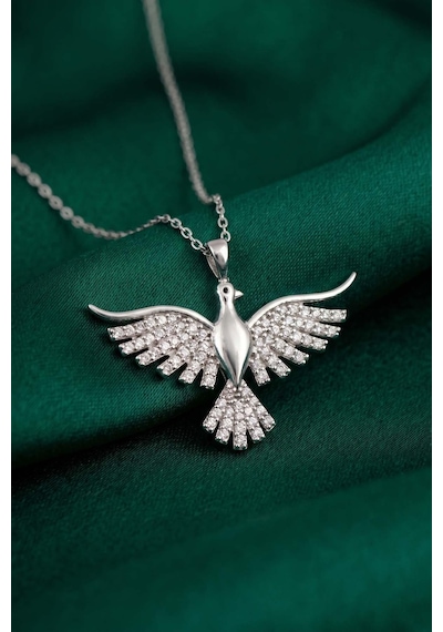 Gümüş Pazarım Anka Kuşu Kadın Gümüş Kolye Silver Çok Renkli