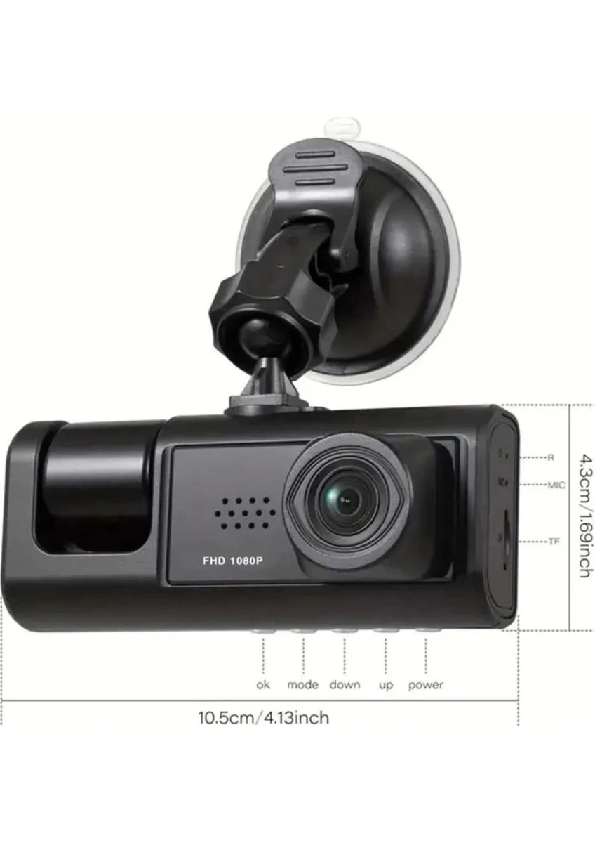 Dv300 Yeni 3 Kameralı Araç Içi Kayıt Kamerası Trafik Recorder 2 Inç Ips Ekran Full Hd 1080p