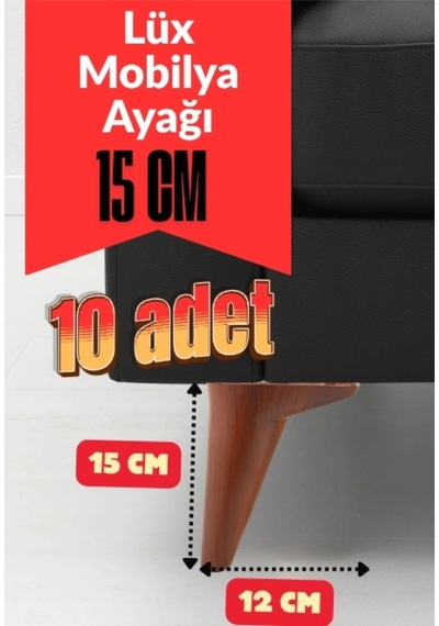 10 Adet 15 Cm Mobilya Ayak Seti Ahşap Desenli Kanepe Koltuk Tv Ünitesi Yükseltici Ayak Kanepe Ayağı Kahverengi Kahverengi