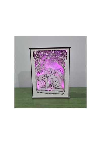 Özel Tasarım 8 Katmanlı Ahşap Dekoratif Ressam Gece Lambası Pembe - 738559961 Pembe