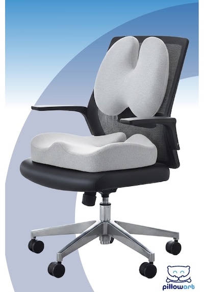 Visco Sırt Bel Destek Ve Oturma Minderi 2 Li Set Yastık Ortopedik Ergonomik Ofis Koltuğu Ve Araç Minderi Gri