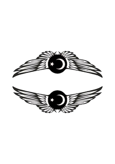 Ayyıldızlı Kanat Oto Yan Cam Sticker 20 X 5 Cm Sağ/sol 2 Adet