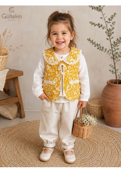 Hippıl Baby Müslin Gömlekli Kız Üçlü Takım 9-24 Aylık -ba5266592 - Hardal Hippıl Baby Müslin Gömlekli Kız Üçlü Takım 9-24 Aylık -ba5266592 - Hardal