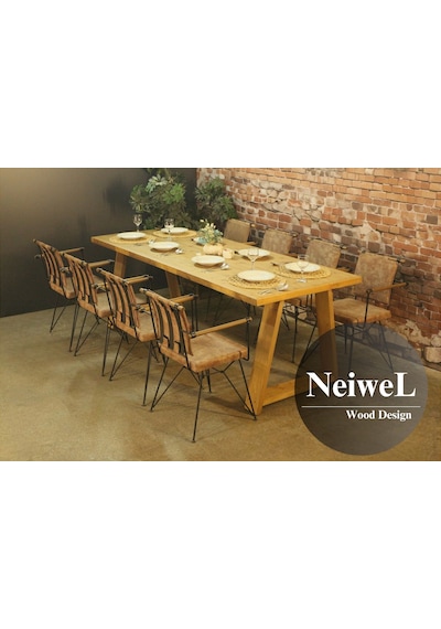 Neiwel Aries Doğal Ahşap Yemek Masası-100-200 Açık Ceviz