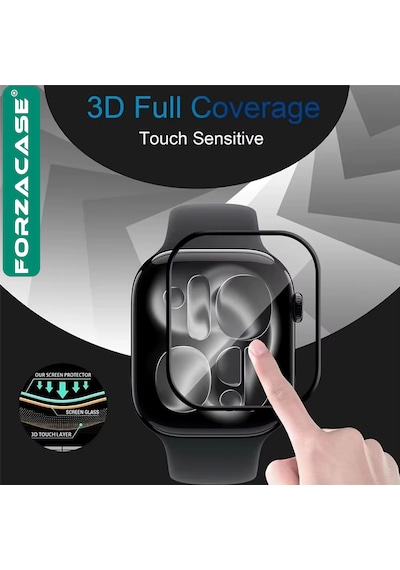 Forzacase Apple Uyumlu Watch  11 46mm İle   Çerçeveli Tam Kaplayan 3d Pet Ekran Koruyucu Film - Fc016