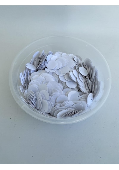 Yuvarlak Elbise Pvc Payet Pul Beyaz 30mm 625 Gram