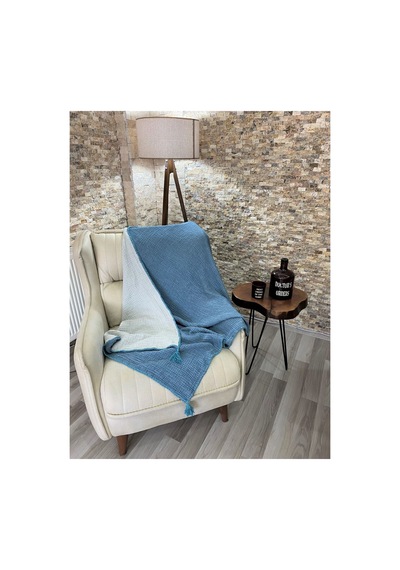 Müslin Koltuk Şalı / Tv Battaniyesi %100 Pamuk 120x180 Cm Petrol