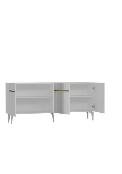 Fontana Lazer Pleksi Desen Konsol Tv Sehpası Çok Amaçlı Dolap 180 Cm Ba Beyaz - Altın Fontana Lazer Pleksi Desen Konsol Tv Sehpası Çok Amaçlı Dolap 180 Cm Ba Beyaz - Altın
