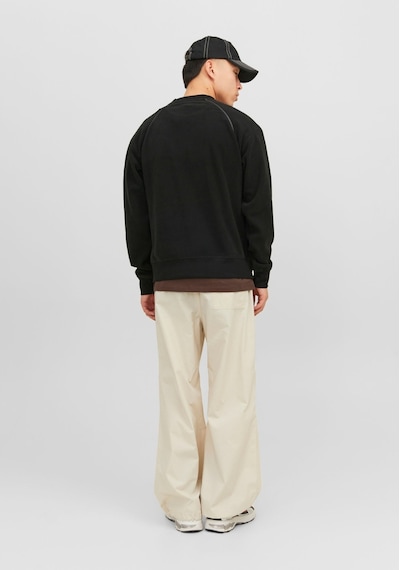 Jack & Jones L.a.b İşlemeli Bisiklet Yaka Polar Sweatshirt 12241523 Black Koyu Siyah