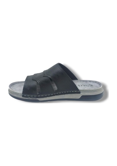 Enova E508-26 Deri Anatomik Tek Bant Ultra Soft Erkek Terlik Siyah