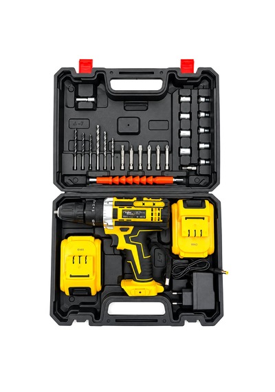 18v Çift Akülü Darbeli Şarjlı Matkap Vidalama Seti 1850 Rpm Aksesuar Setli Plastik Çantalı Matkap