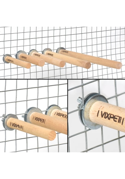 Vixpet Venty 10 cm - Ø 18 mm Doğal Ahşap Papağan Kafes Tüneği - Jako, Sultan, Konur, Monk, Lori, Kayık