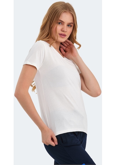 Slazenger PERICAS Kadın V Yaka Ekru Tişört