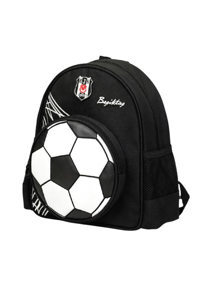 Beşiktaş Lisanslı 3d Futbol Topu Baskılı Anaokulu Çantası - 2 Bölmeli Küçük Boy Sırt Çantası Siyah - Beyaz