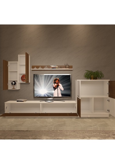 Decoraktiv Eko 6b Slm Dvd Tv Ünitesi Tv Sehpası Beyaz - Ceviz