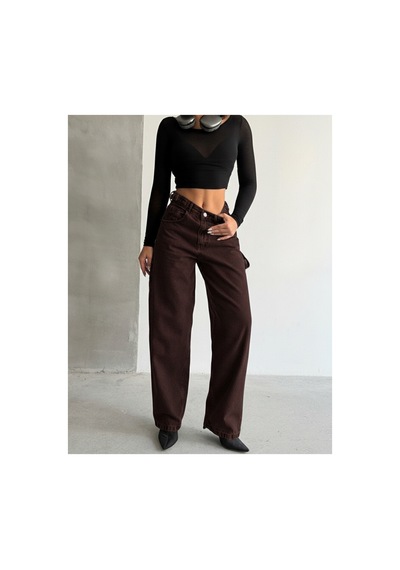 Kene Jeans Yüksek Bel Kahve Taş Yıkama Yan Kemer Tokalı Kargo Cep/baggy Bol Paça Jeans Kahve Taş Yıkama Kene Jeans Yüksek Bel Kahve Taş Yıkama Yan Kemer Tokalı Kargo Cep/baggy Bol Paça Jeans Kahve Taş Yıkama