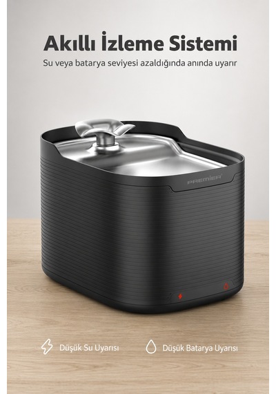 Pwf 2150 Akıllı Otomatik Sensörlü Kedi Köpek Paslanmaz Çelik Su Çeşmesi 2,5l - Petmate Flowsense - Siyah