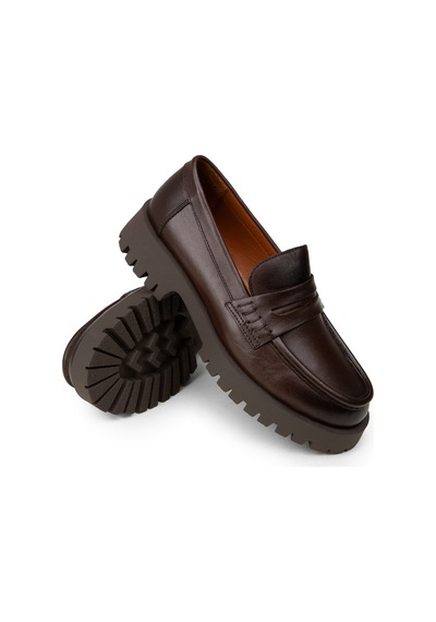 Deery Kadın Kahverengi Hakiki Deri Loafer Ayakkabı - 02034zkhvc02